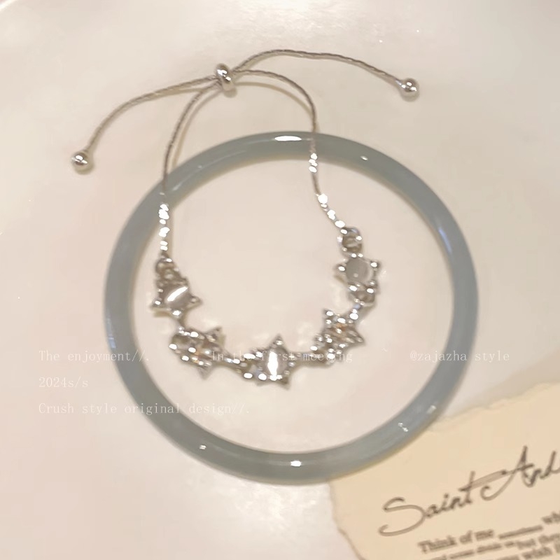 Karkötő ötvözetből, csillag alakú macskaszemmel, uniszex, koreai stílus, gyémántos felület