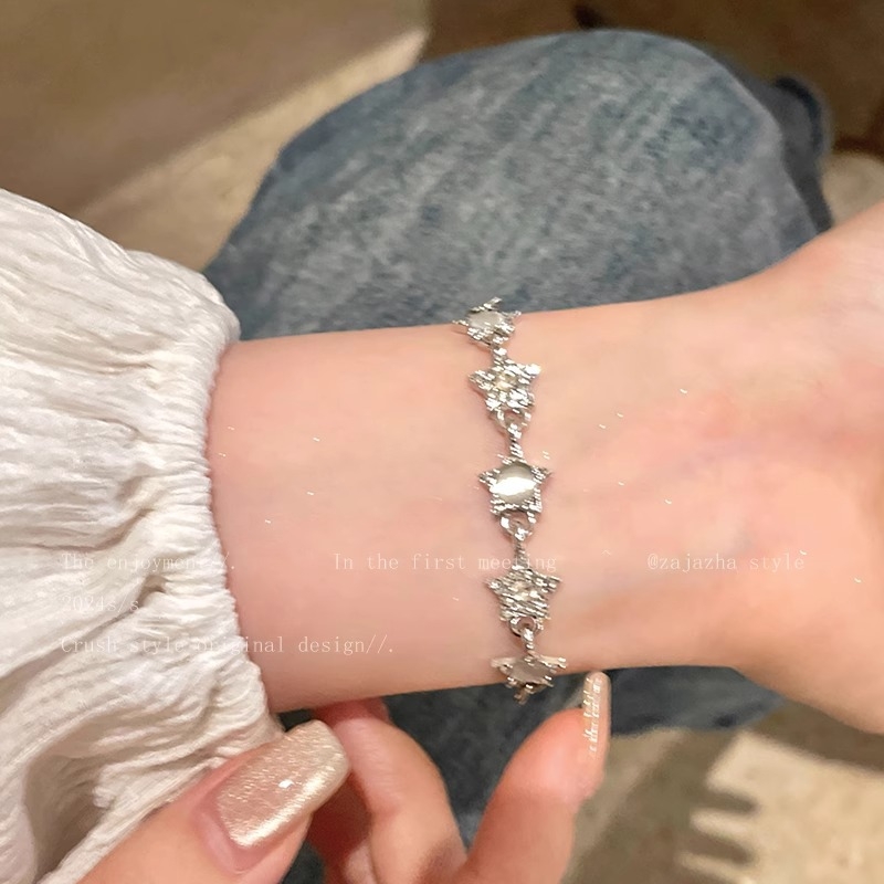 Karkötő ötvözetből, csillag alakú macskaszemmel, uniszex, koreai stílus, gyémántos felület