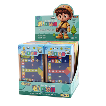 Mini tárolós asztali puzzle játék készlet: sakk, Flying Chess és Go – műanyag oktatási játék gyermekeknek, szülő-gyermek interakció