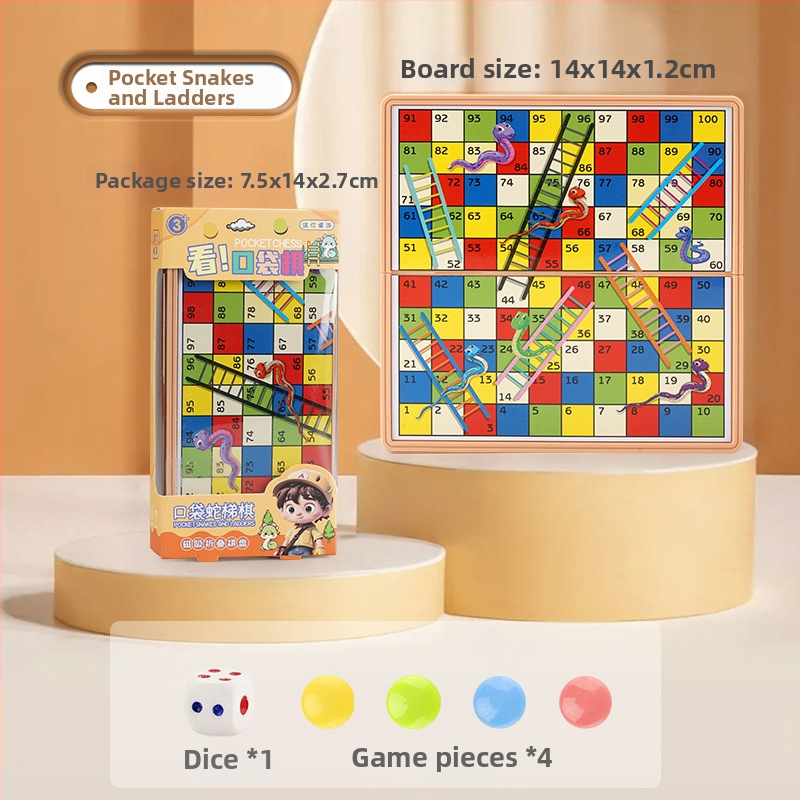 Mini tárolós asztali puzzle játék készlet: sakk, Flying Chess és Go – műanyag oktatási játék gyermekeknek, szülő-gyermek interakció