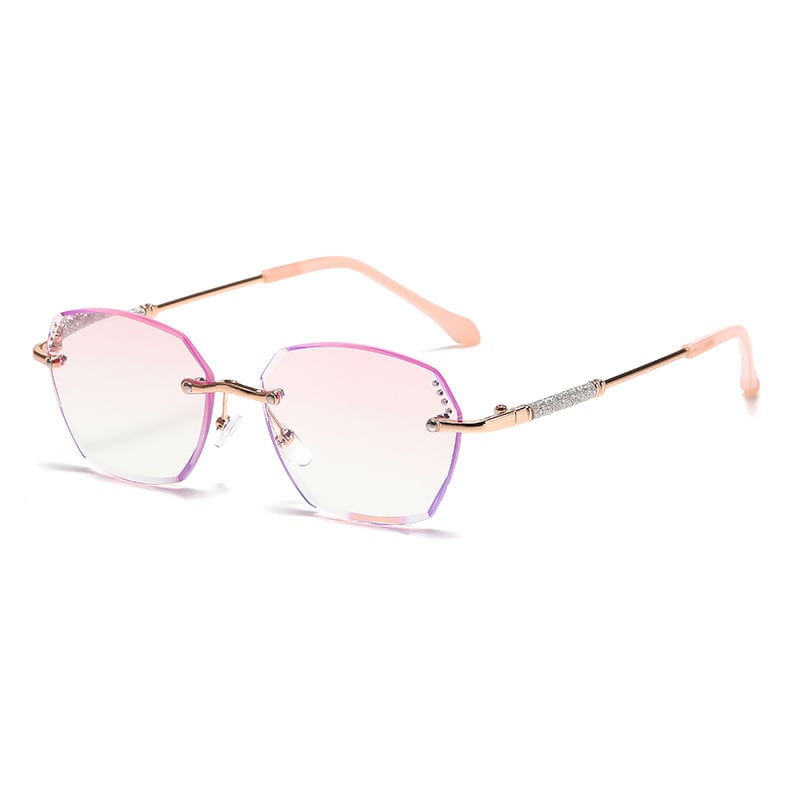 Bezrámás olvasó szemüveg anti-kék fény védelmmel a közel- és távlátáshoz, polikarbonát lencsék, fém keret, megfelelő négyszögletes arcformához