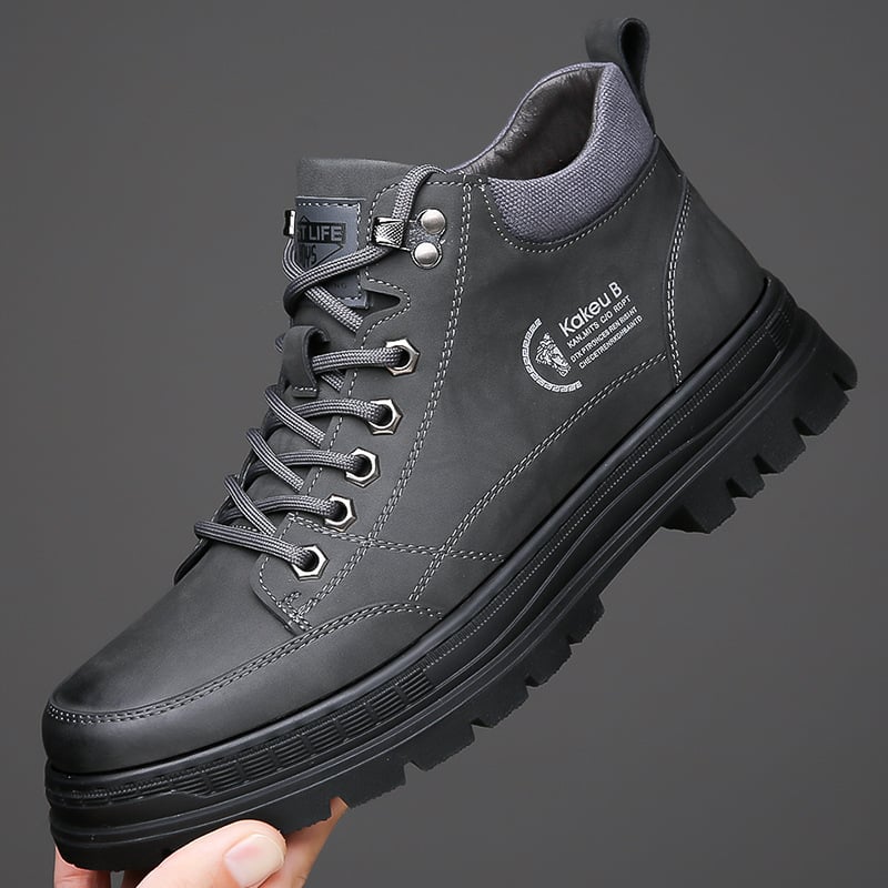 Ghete Martin pentru bărbați, stil casual, șiret frontal; partea superioară: piele microfibră, talpă: cauciuc, toc mic 1–3 cm, vârf rotund, căptușeală interioară din pluș sintetic, iarnă 2025