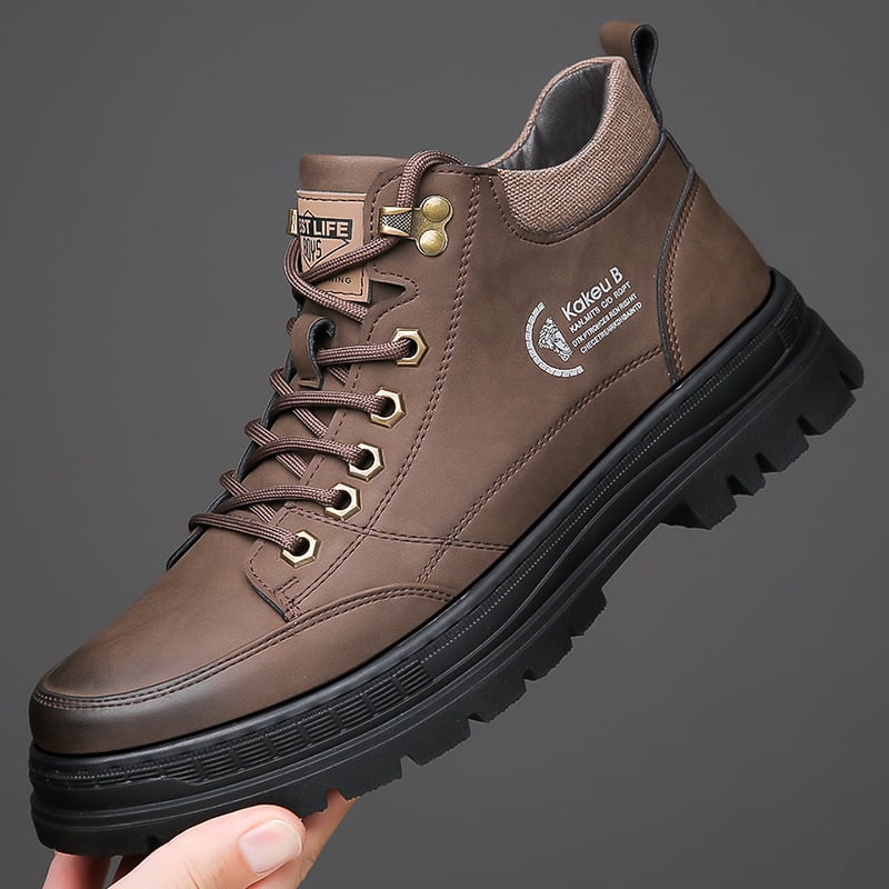 Ghete Martin pentru bărbați, stil casual, șiret frontal; partea superioară: piele microfibră, talpă: cauciuc, toc mic 1–3 cm, vârf rotund, căptușeală interioară din pluș sintetic, iarnă 2025