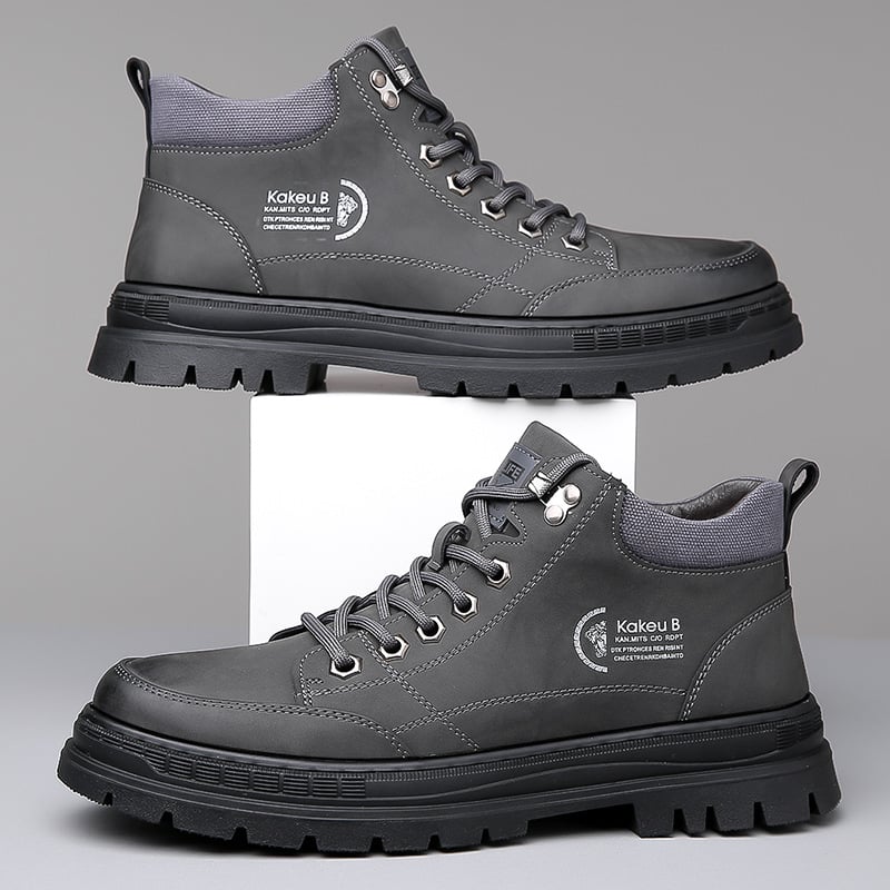 Ghete Martin pentru bărbați, stil casual, șiret frontal; partea superioară: piele microfibră, talpă: cauciuc, toc mic 1–3 cm, vârf rotund, căptușeală interioară din pluș sintetic, iarnă 2025