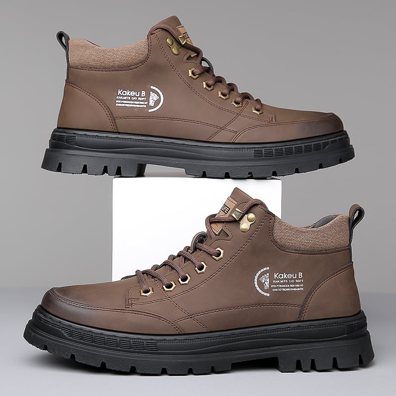 Ghete Martin pentru bărbați, stil casual, șiret frontal; partea superioară: piele microfibră, talpă: cauciuc, toc mic 1–3 cm, vârf rotund, căptușeală interioară din pluș sintetic, iarnă 2025