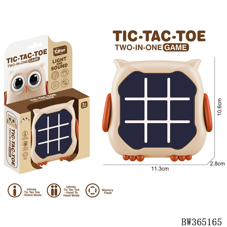 Kétszemélyes elektronikus Tic-Tac-Toe memória társasjáték, műanyagból, 4–14 éveseknek