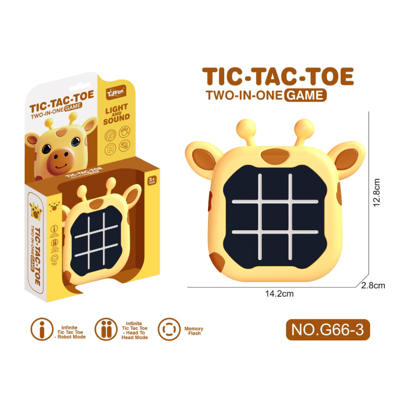 Kétszemélyes elektronikus Tic-Tac-Toe memória társasjáték, műanyagból, 4–14 éveseknek