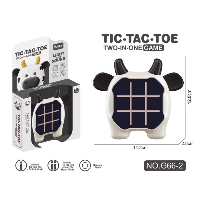 Kétszemélyes elektronikus Tic-Tac-Toe memória társasjáték, műanyagból, 4–14 éveseknek