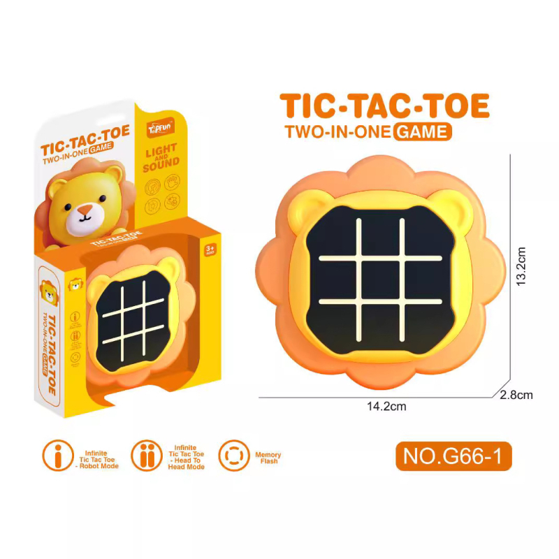 Kétszemélyes elektronikus Tic-Tac-Toe memória társasjáték, műanyagból, 4–14 éveseknek