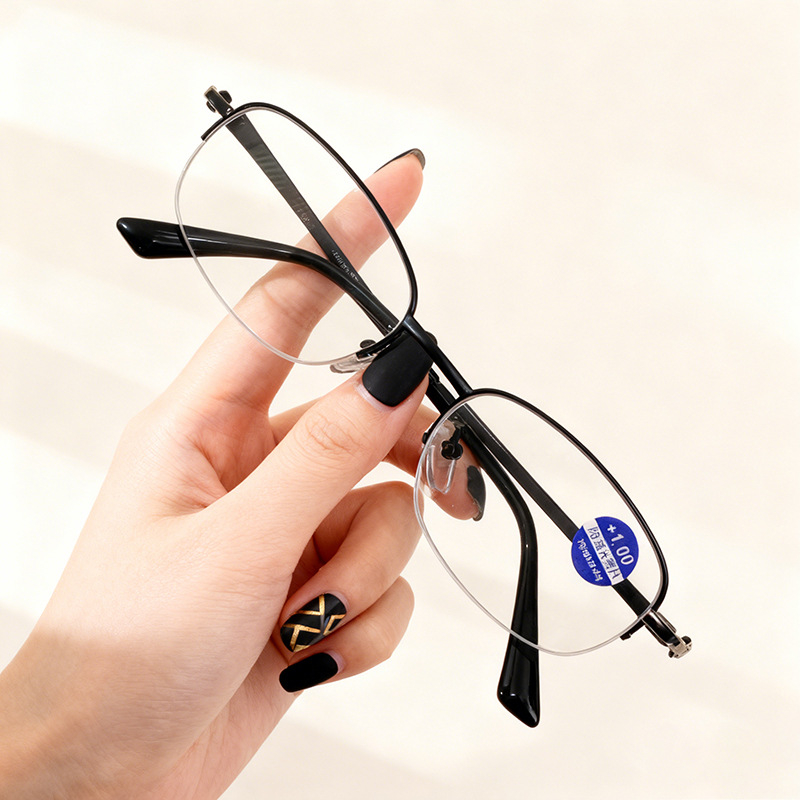 Olvasószemüveg kékfény elleni védelemmel, fém keret, vintage irodalmi retro stílus, kerek arc formájához illeszkedik