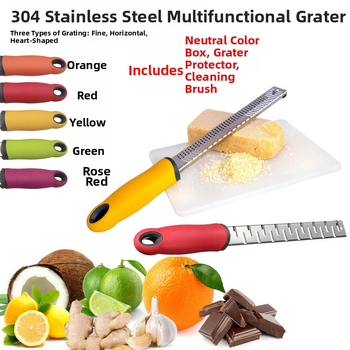 Viacúčelová strúha z 304 nehrdzavejúcej ocele na syr, čokoládu, citróny a ovocie so škrabkou