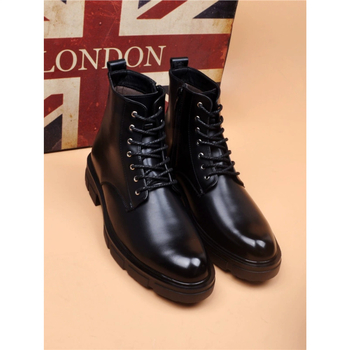 Ghete înalte din piele pentru bărbați, stil Martin, talpă din cauciuc, căptușeală din plasă