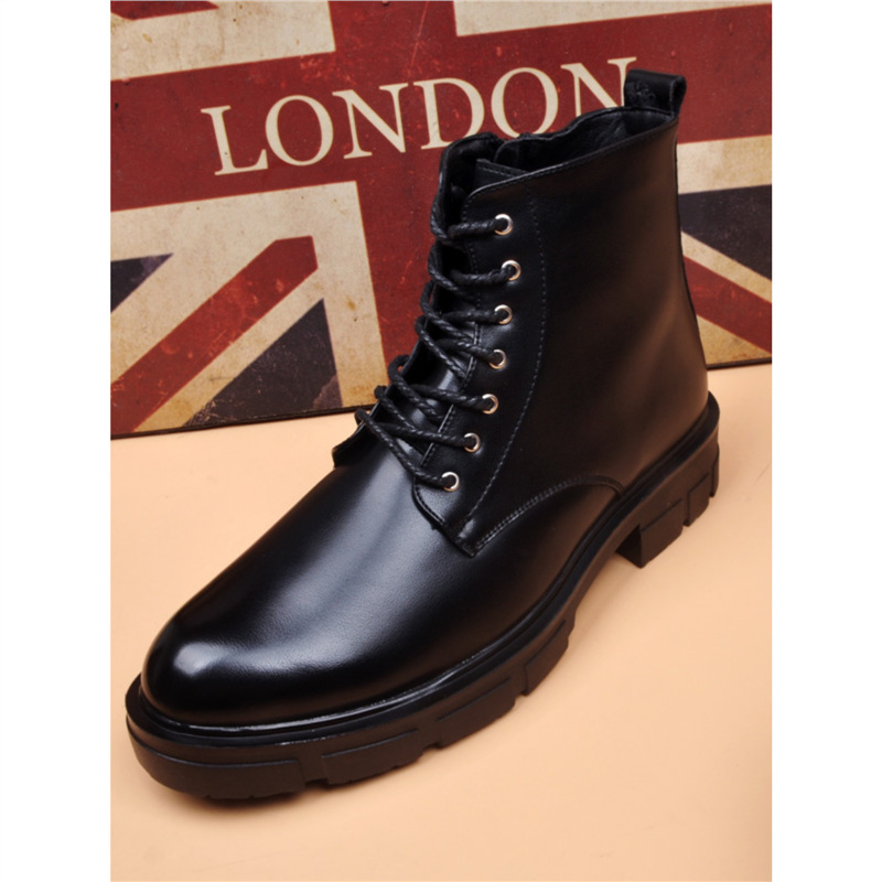 Ghete înalte din piele pentru bărbați, stil Martin, talpă din cauciuc, căptușeală din plasă