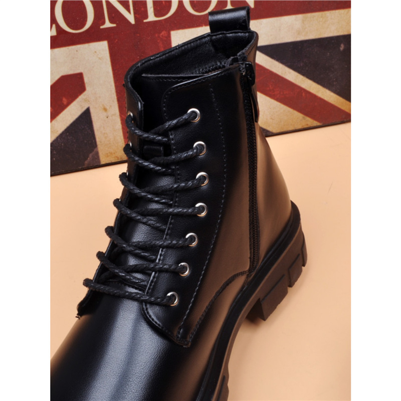 Ghete înalte din piele pentru bărbați, stil Martin, talpă din cauciuc, căptușeală din plasă