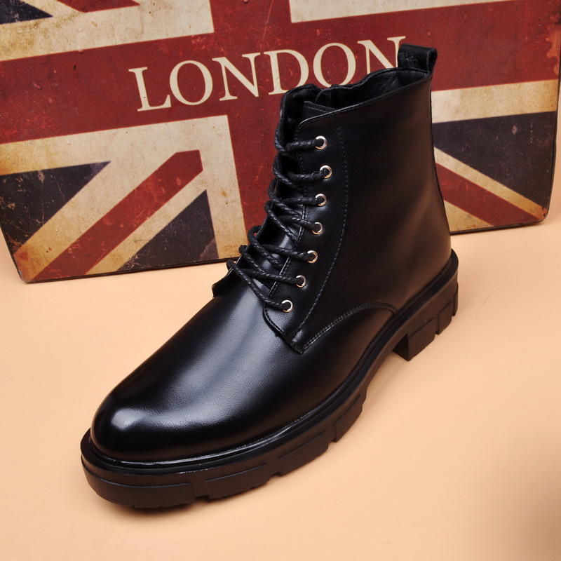 Ghete înalte din piele pentru bărbați, stil Martin, talpă din cauciuc, căptușeală din plasă