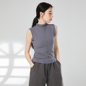 Modern tánc felső bordázott viszkóz anyaggal, félmagas gallérral, 93% viszkóz