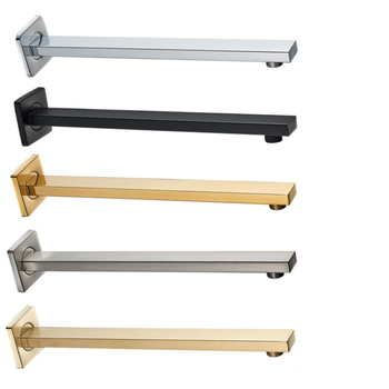 Braț de duș din oțel inoxidabil, pătrat, încastrat în perete, finisaj șlefuit