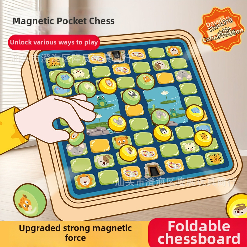 Mágneses zsebasztali játék: Ludo és Gomoku, műanyag, összecsukható és hordozható, oktató játék család számára