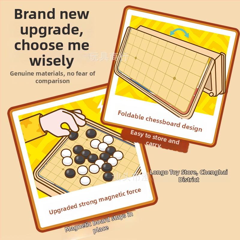 Mágneses zsebasztali játék: Ludo és Gomoku, műanyag, összecsukható és hordozható, oktató játék család számára