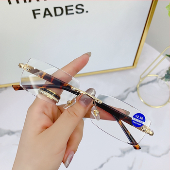 Szemüveg olvasáshoz keret nélküli kivitel, PCS lencsék, anti-kék fény, retro stílus, HENGLI