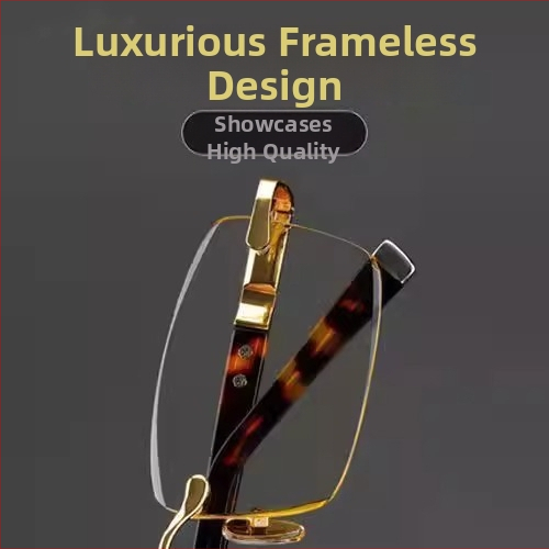 Szemüveg olvasáshoz keret nélküli kivitel, PCS lencsék, anti-kék fény, retro stílus, HENGLI