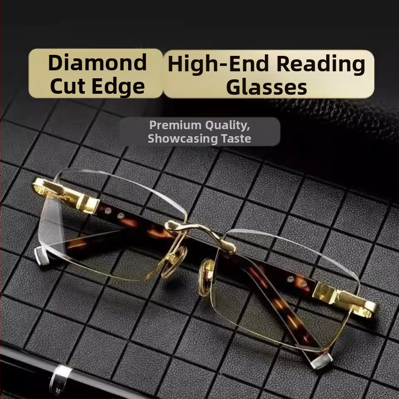 Szemüveg olvasáshoz keret nélküli kivitel, PCS lencsék, anti-kék fény, retro stílus, HENGLI