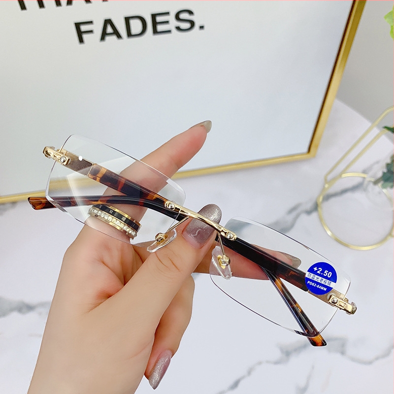 Szemüveg olvasáshoz keret nélküli kivitel, PCS lencsék, anti-kék fény, retro stílus, HENGLI