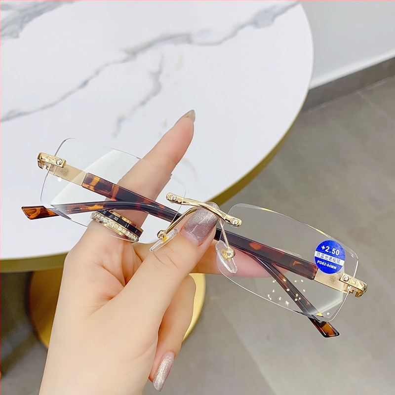 Szemüveg olvasáshoz keret nélküli kivitel, PCS lencsék, anti-kék fény, retro stílus, HENGLI