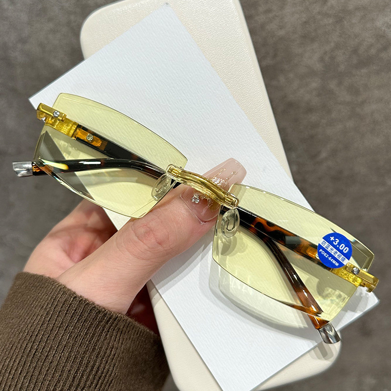 Szemüveg olvasáshoz keret nélküli kivitel, PCS lencsék, anti-kék fény, retro stílus, HENGLI