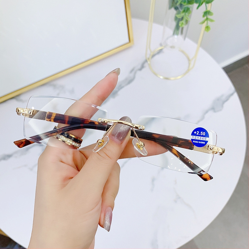 Szemüveg olvasáshoz keret nélküli kivitel, PCS lencsék, anti-kék fény, retro stílus, HENGLI