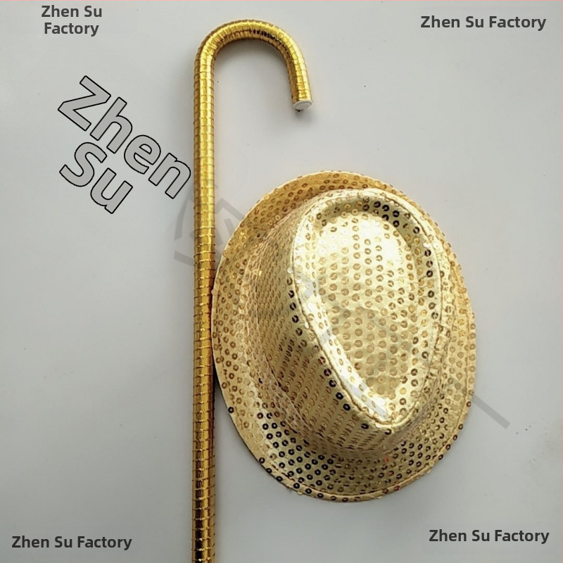 Set tanečnej palice s flitrami a klobúkom – dospelí; hmotnosť 1,0 kg; materiál: iný