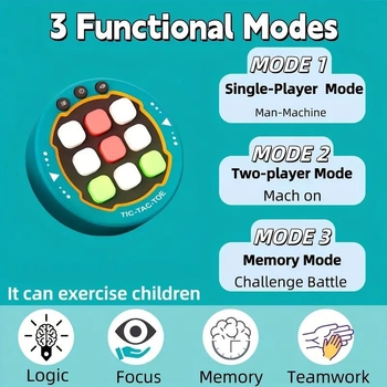 Oktatási interaktív kilenc négyzetes asztali játék 4–6 éveseknek, műanyagból, hang- és fényfunkcióval (Műanyag; Kor 4–6; Hang és fény; Asztali)
