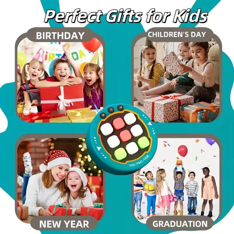 Oktatási interaktív kilenc négyzetes asztali játék 4–6 éveseknek, műanyagból, hang- és fényfunkcióval (Műanyag; Kor 4–6; Hang és fény; Asztali)