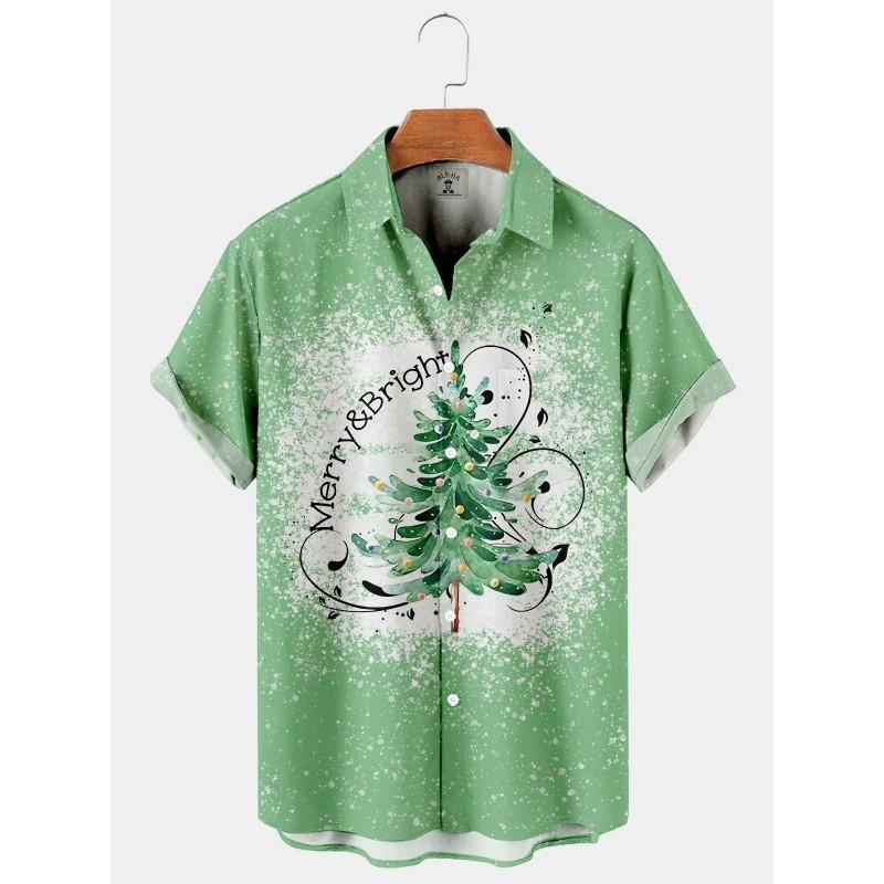 Flórás gallérosing, 3D digitális nyomtatás, karácsonyi minta, rövid ujjú, V-nyakú