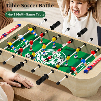 Fából készült asztali foci játék – Szülő-gyermek interaktív játék, 4–6 éveseknek