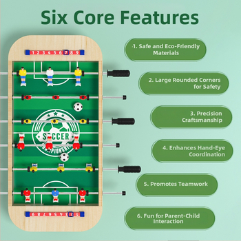 Fából készült asztali foci játék – Szülő-gyermek interaktív játék, 4–6 éveseknek