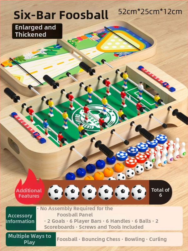 Fából készült asztali foci játék – Szülő-gyermek interaktív játék, 4–6 éveseknek
