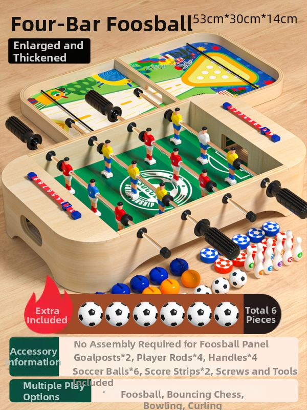 Fából készült asztali foci játék – Szülő-gyermek interaktív játék, 4–6 éveseknek