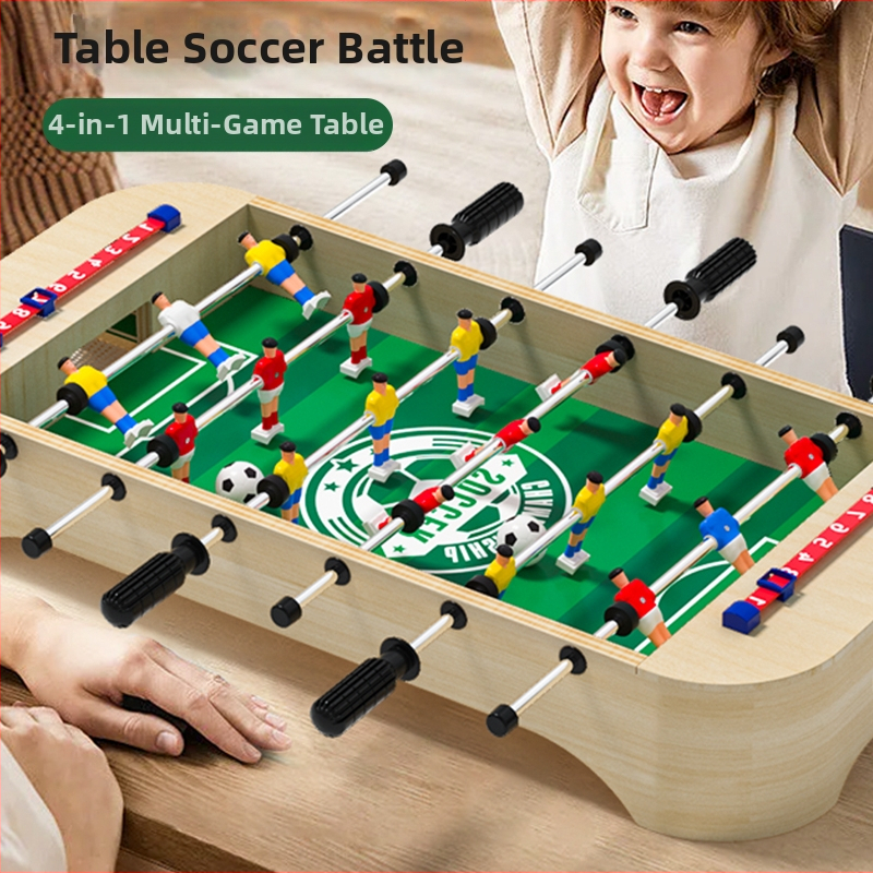 Fából készült asztali foci játék – Szülő-gyermek interaktív játék, 4–6 éveseknek