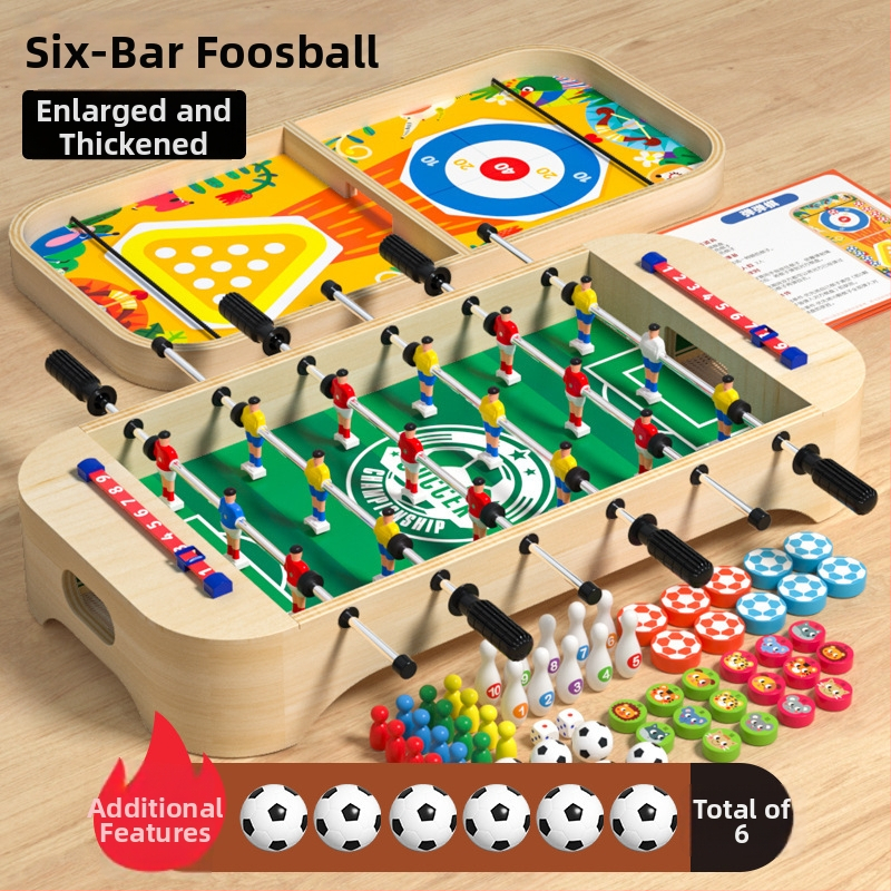 Fából készült asztali foci játék – Szülő-gyermek interaktív játék, 4–6 éveseknek