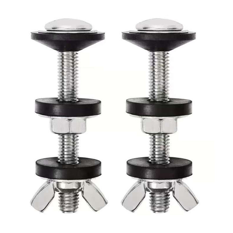 Toilet tartály csatlakozó csavar gumírozott tömítőgyűrűvel – 304 rozsdamentes acél, kézi szerelés