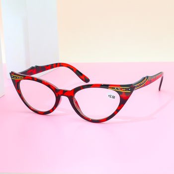 KROKODIL presbyopiai szemüveg idős embereknek, cat-eye stílus, AC lencsék, PC keret, távoli és közeli használatra