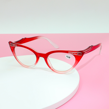 KROKODIL presbyopiai szemüveg idős embereknek, cat-eye stílus, AC lencsék, PC keret, távoli és közeli használatra