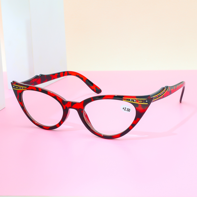 KROKODIL presbyopiai szemüveg idős embereknek, cat-eye stílus, AC lencsék, PC keret, távoli és közeli használatra