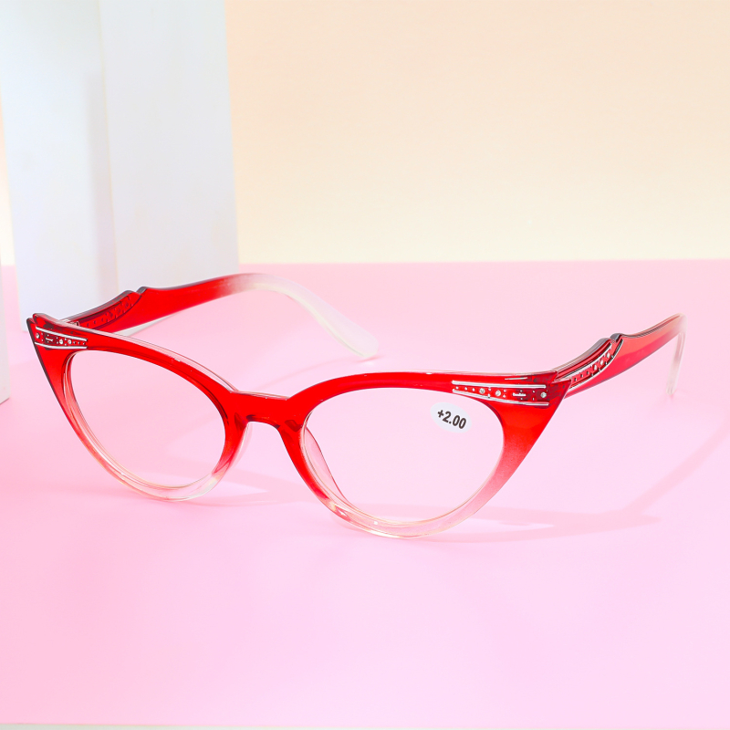 KROKODIL presbyopiai szemüveg idős embereknek, cat-eye stílus, AC lencsék, PC keret, távoli és közeli használatra