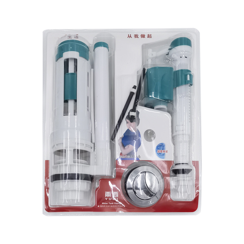 WC-tartály kiegészítők – ürítő- és feltöltő szelepek, nyomógombos működés, injekciós öntésű PP/ABS, Rain West