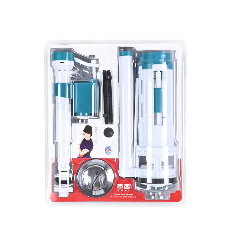 WC-tartály kiegészítők – ürítő- és feltöltő szelepek, nyomógombos működés, injekciós öntésű PP/ABS, Rain West