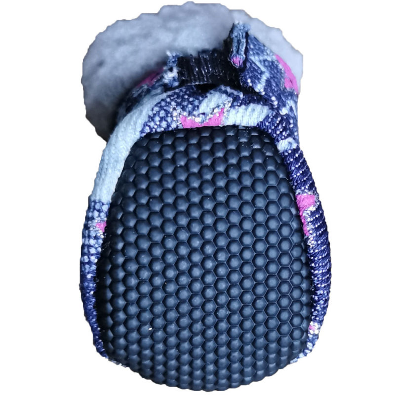 Denim kutyacipő csúszásmentes bőr talppal, légző pamut bélés, beltéri használatra, melegen tart