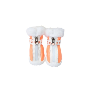 Kutyák számára télies csizma magas nyakkal és lábnyom mintával, mindennapi és divatos, kis és közepes méretű kutyáknak, PU anyag, csúszásmentes, meleg, kopásálló
