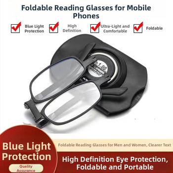 Összecsukható olvasó szemüveg, telefontokra rögzíthető, ultra könnyű, kékfény elleni védelem, gyantából készült lencsék